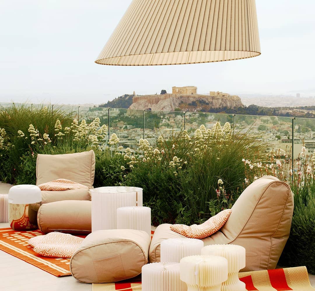 At Peace in Greece - beautiful Boutique Athens Hotel creates an ambient lounge sunset
