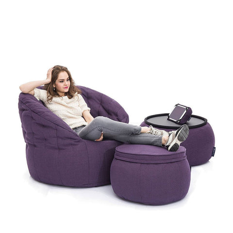 Wing Ottoman - Aubergine Dream